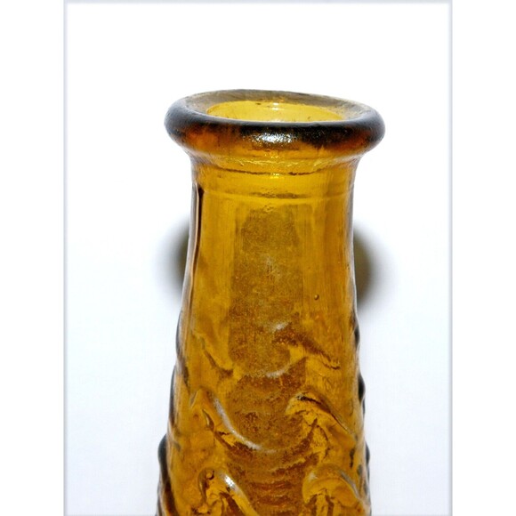 Vintage Empoli Amber Wave Genie Bottle Decanter Italy Mid Century Modern Glass - Picture 3 of 10